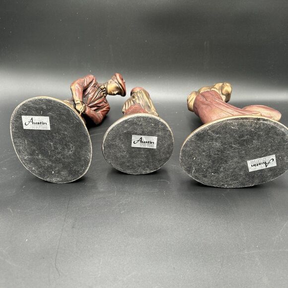 3 VTG Bronze Austin Sculpture Golf Figure Statue Woman Man Putting Boy Caddie - Picture 5 of 11